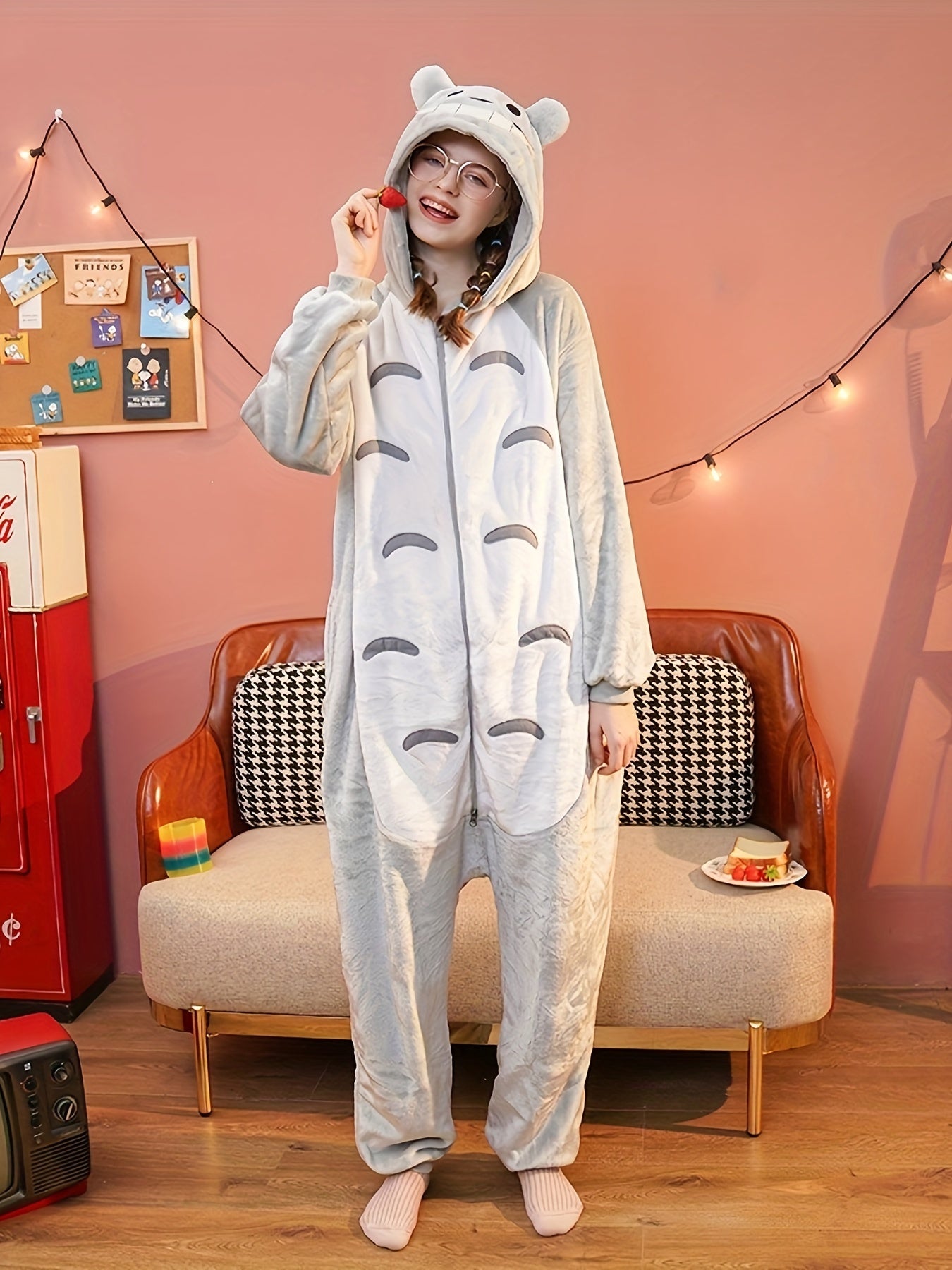 Cute Cartoon Thick Fuzzy Kigurumi Onesie - Image 3