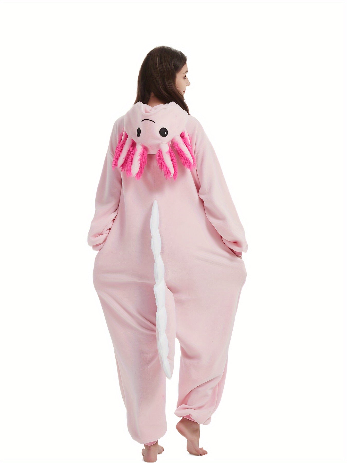 Cartoon Salamander Fuzzy Hooded Kigurumi Onesie - Image 5