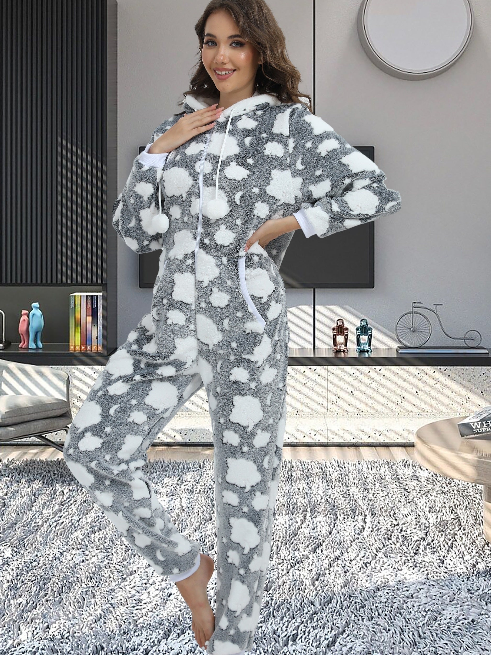 Cartoon Sheep Fuzzy Kigurumi Onesie - Image 5