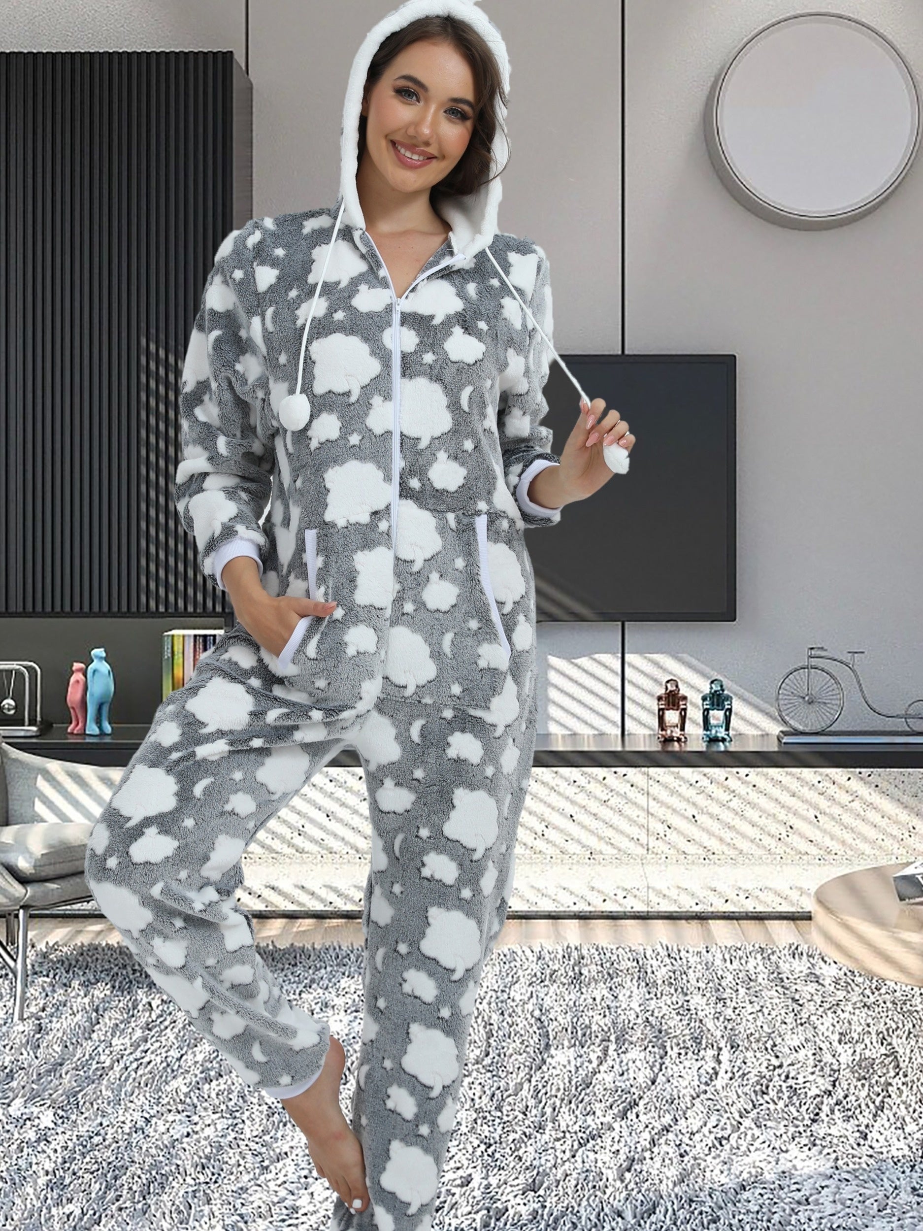 Cartoon Sheep Fuzzy Kigurumi Onesie - Image 9