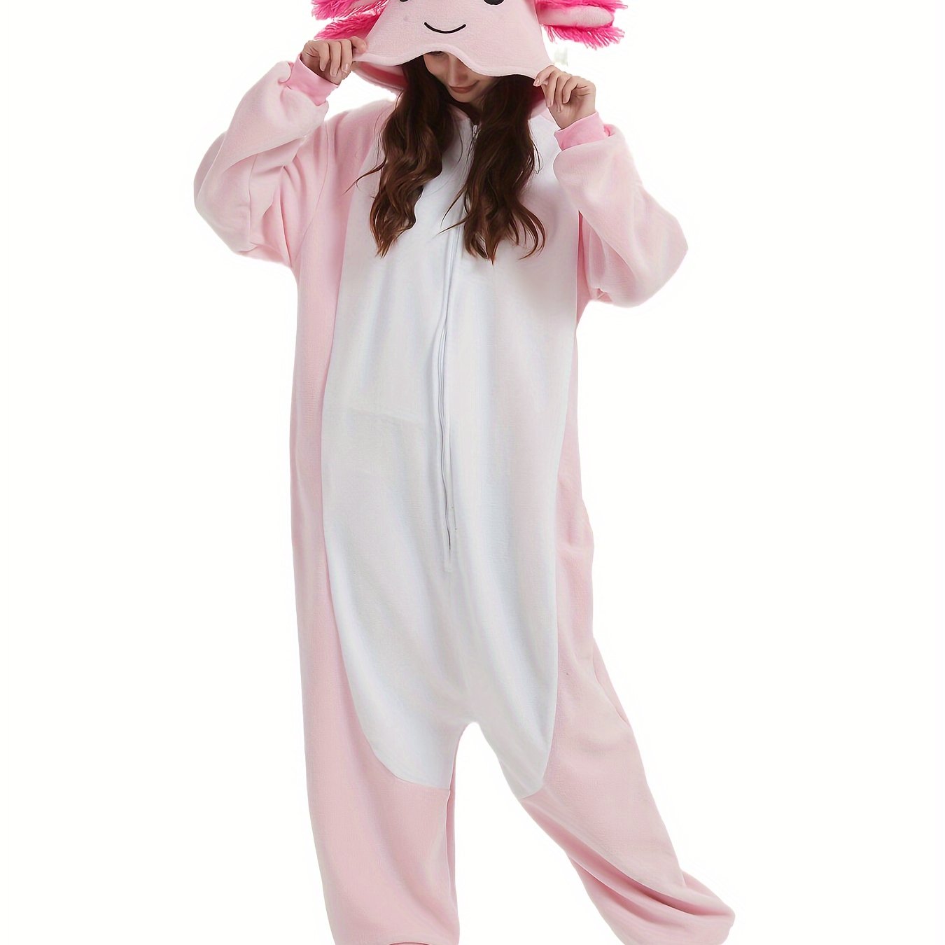 Cartoon Salamander Fuzzy Hooded Kigurumi Onesie - Image 2