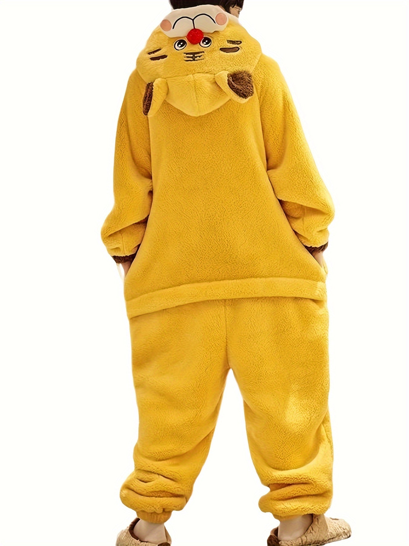 Cartoon Tiger Fuzzy Hooded Night Kigurumi Onesie - Image 8