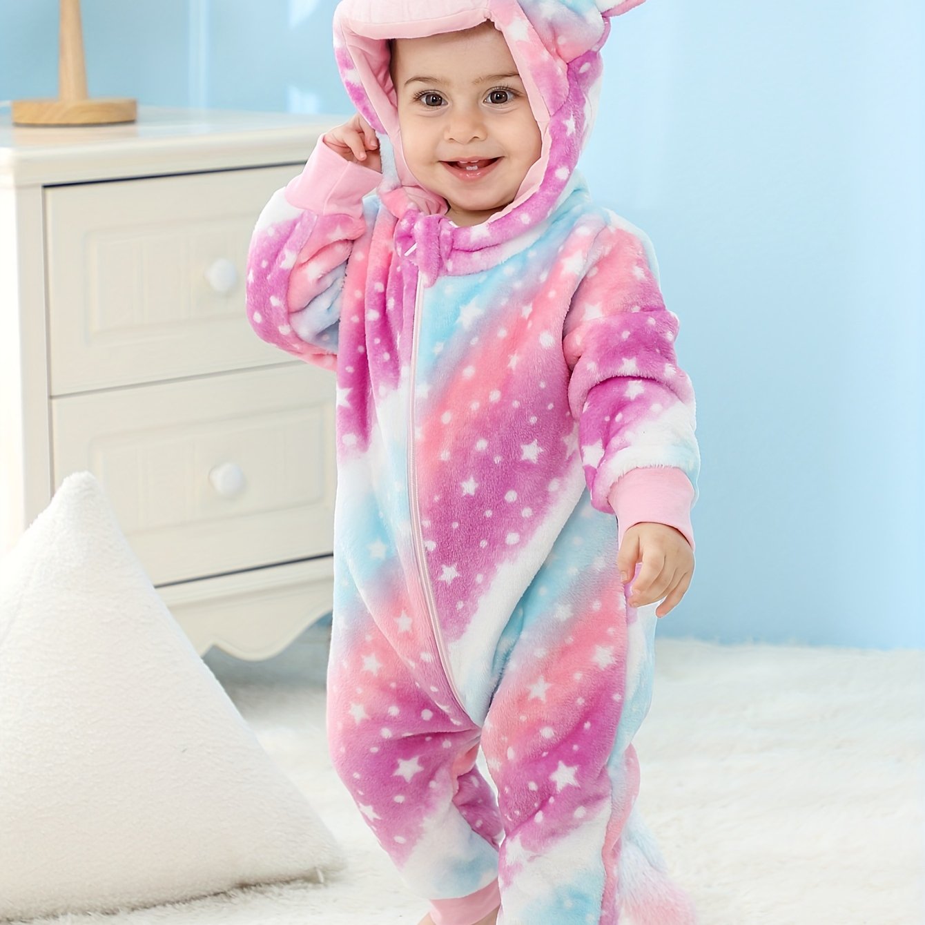 Super Cute Unisex Baby Hooded Animal Kigurumi Onesie - Image 2