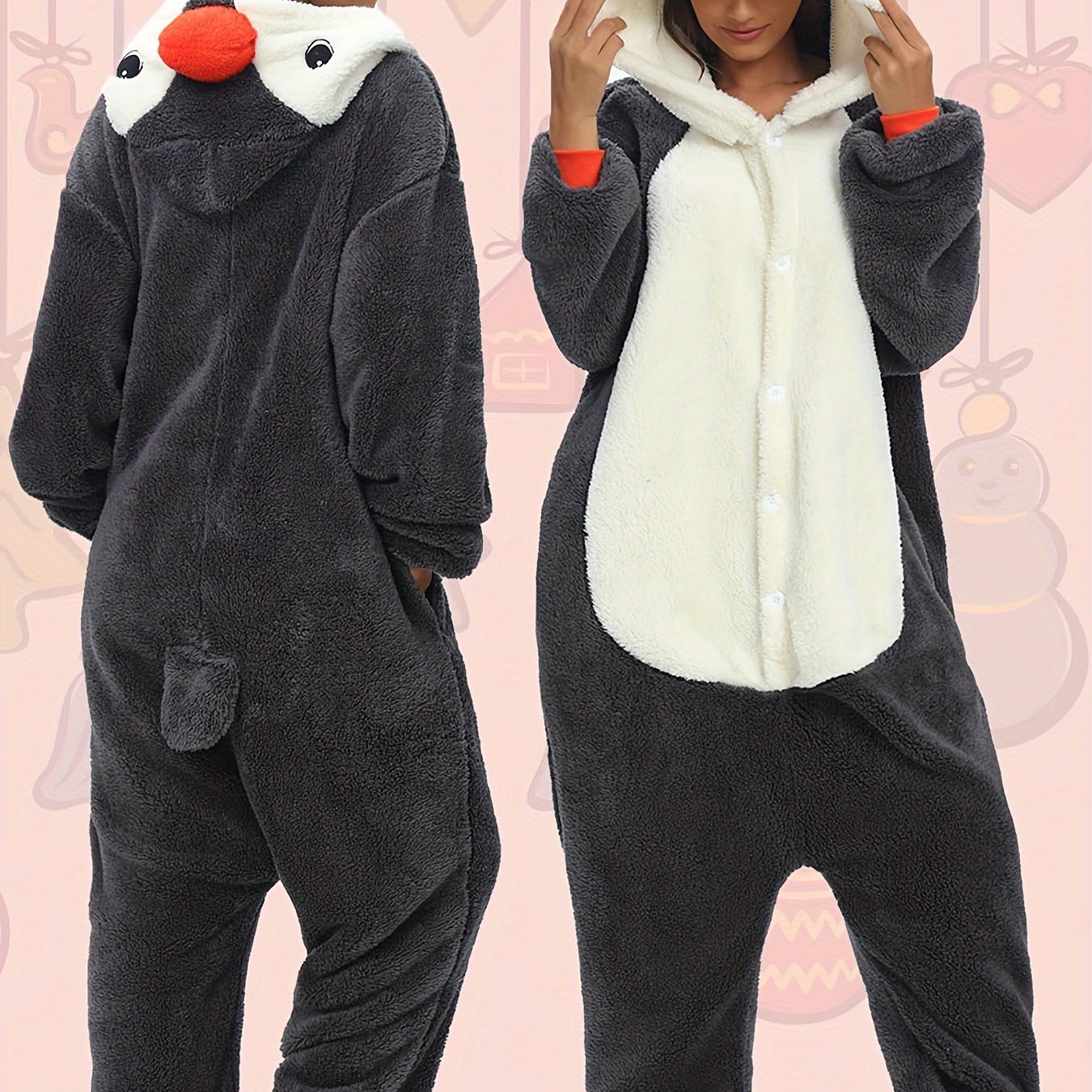 Cute Panda Fuzzy Hooded JKigurumi Onesie - Image 4