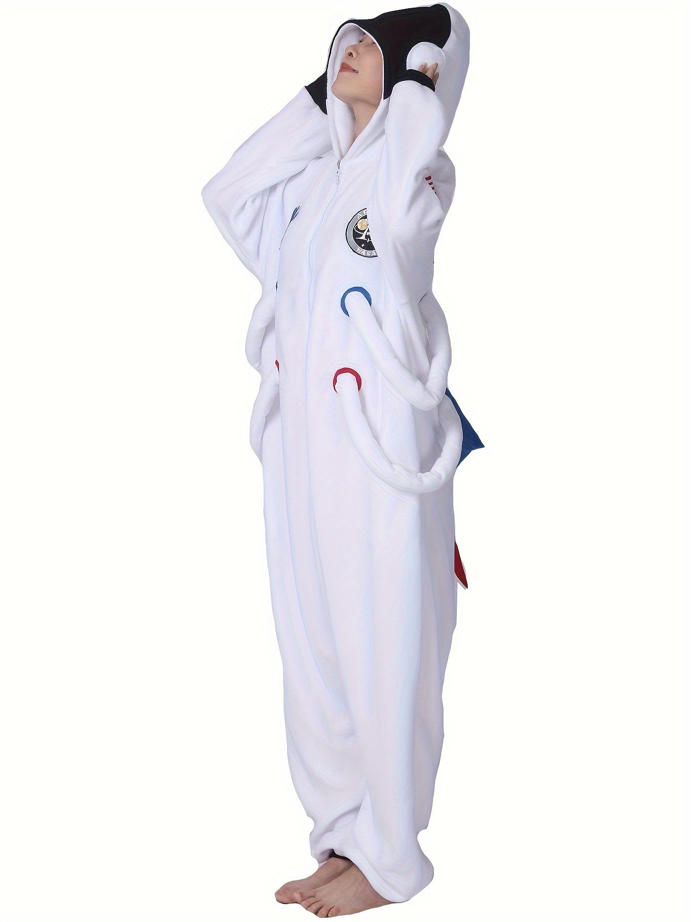 Cartoon Astronaut Fuzzy Hooded Kigurumi Onesie - Image 6