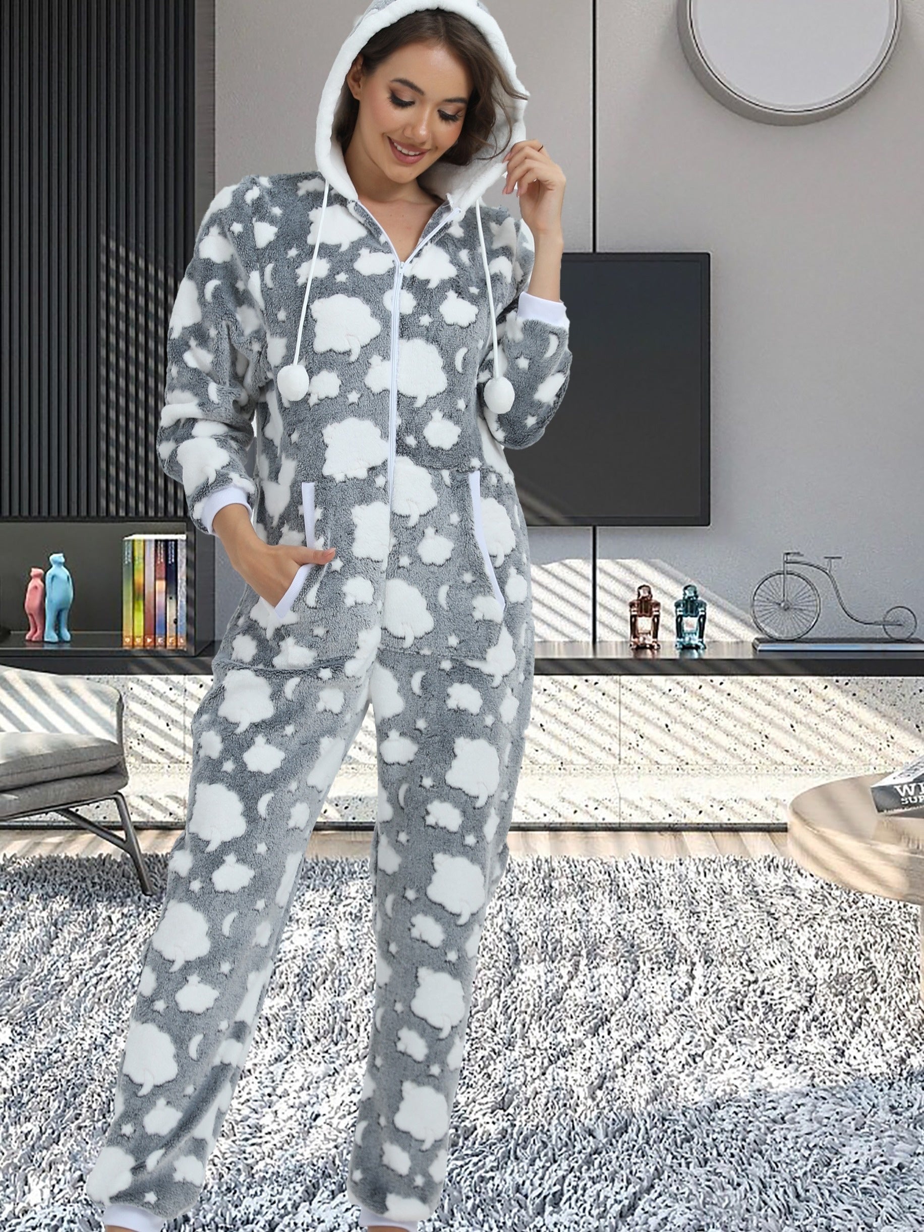 Cartoon Sheep Fuzzy Kigurumi Onesie - Image 7