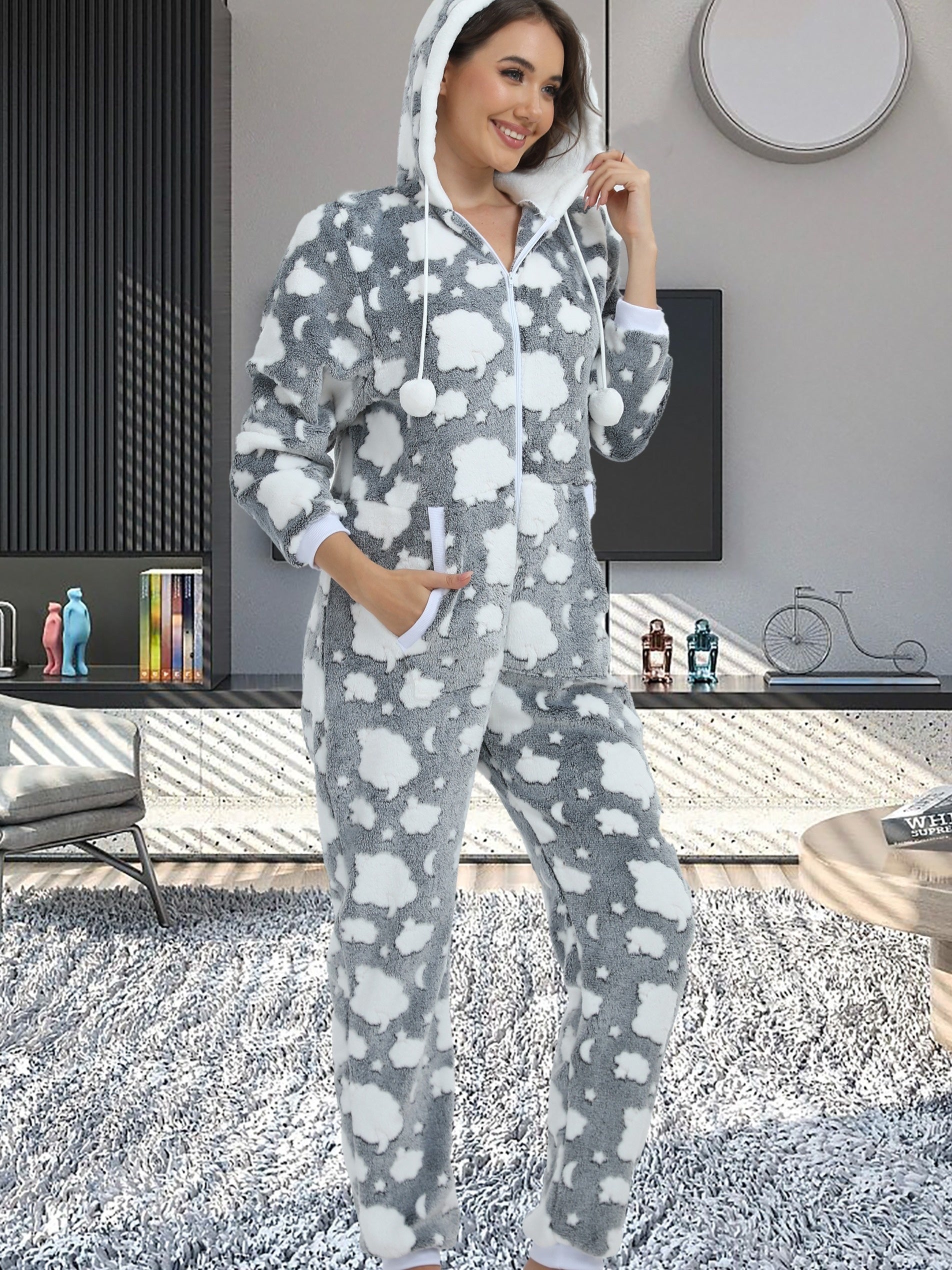 Cartoon Sheep Fuzzy Kigurumi Onesie - Image 6