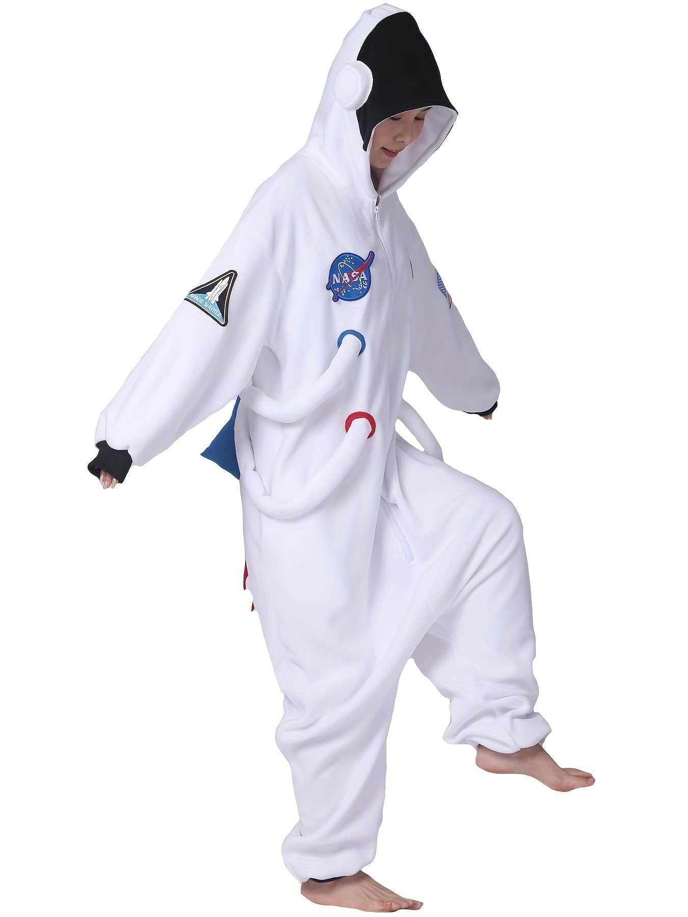 Cartoon Astronaut Fuzzy Hooded Kigurumi Onesie