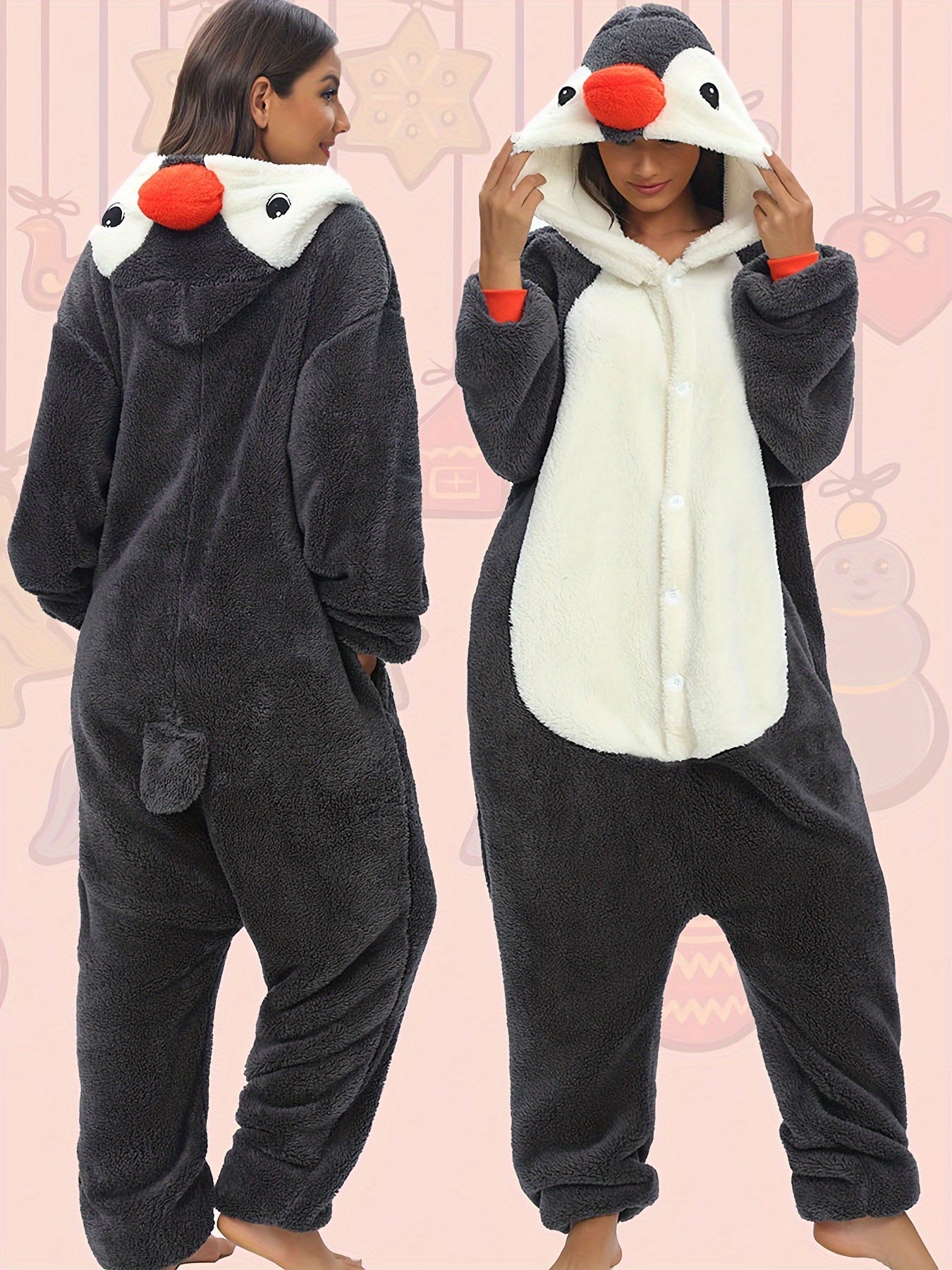 Cute Panda Fuzzy Hooded JKigurumi Onesie