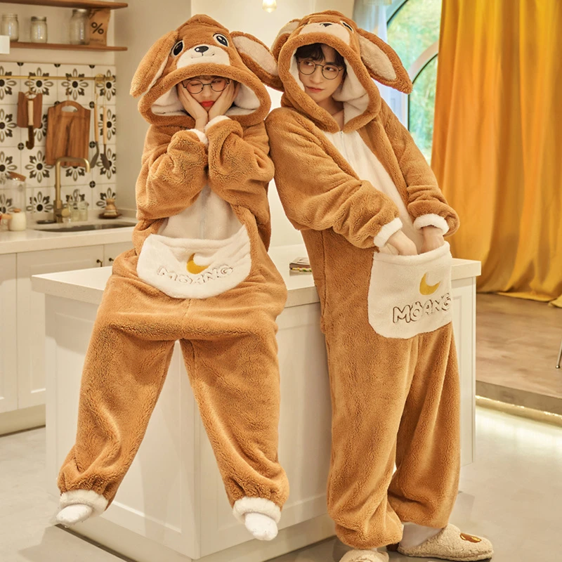 Winter Couples Pajamas Jumpsuits Kigurumi Onesie - Image 3
