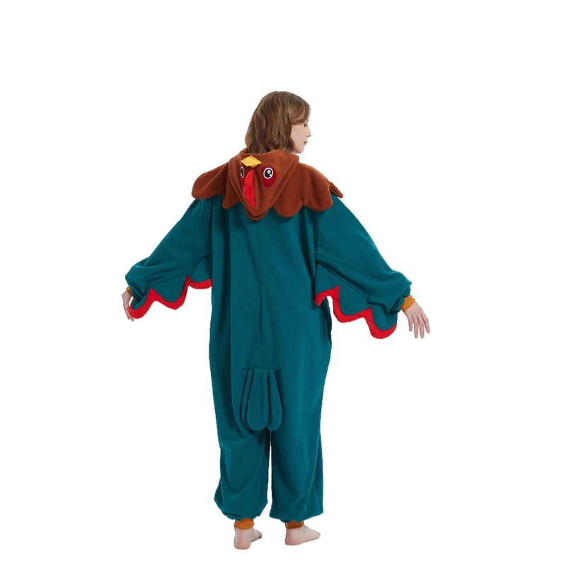 Zipper Green Rooster Adult Animal Kigurumi Onesie - Image 4